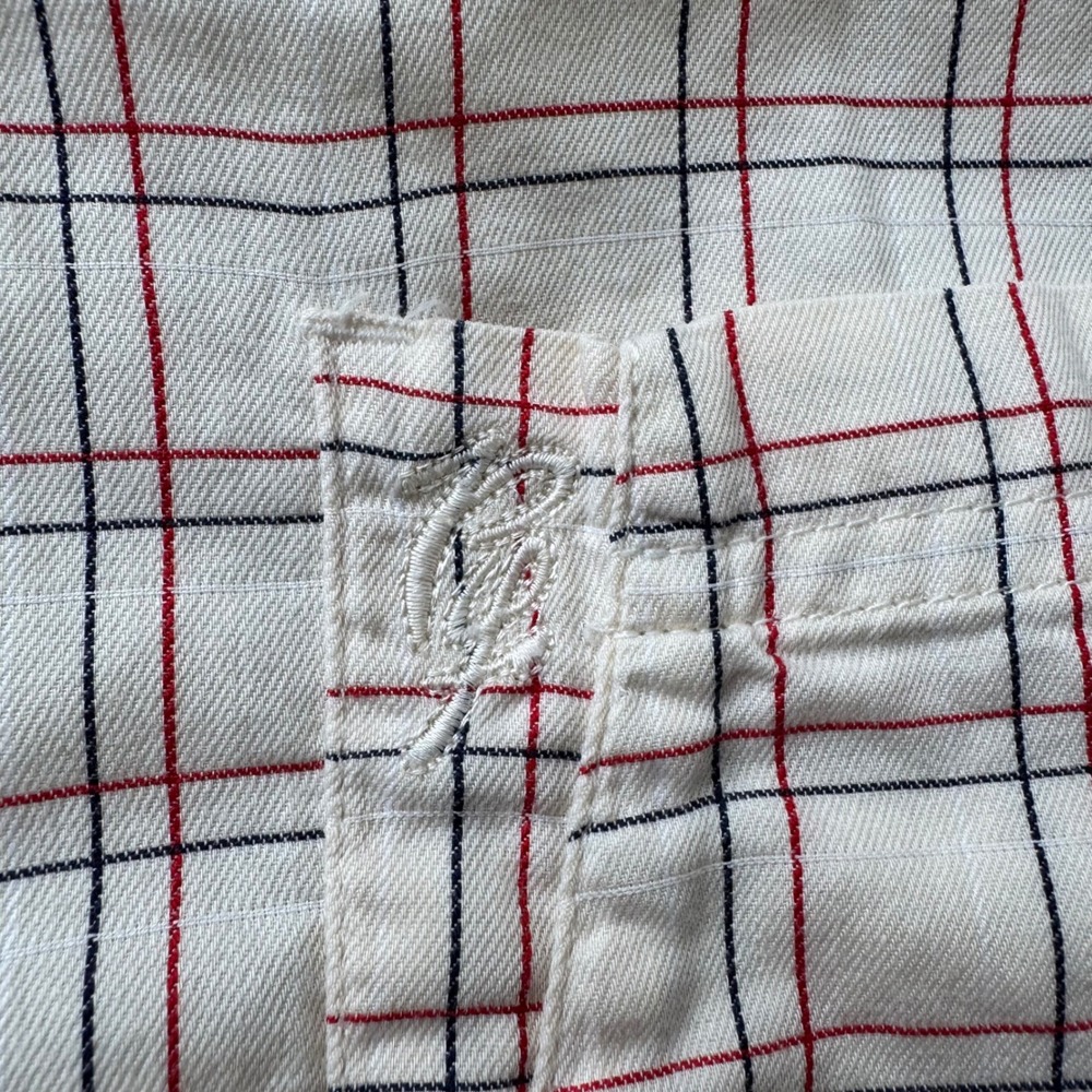 Phat Farm Short Sleeve Button Front Shirt Men Size XL Beige Plaid Y2K Streetwear - Picture 5 of 7